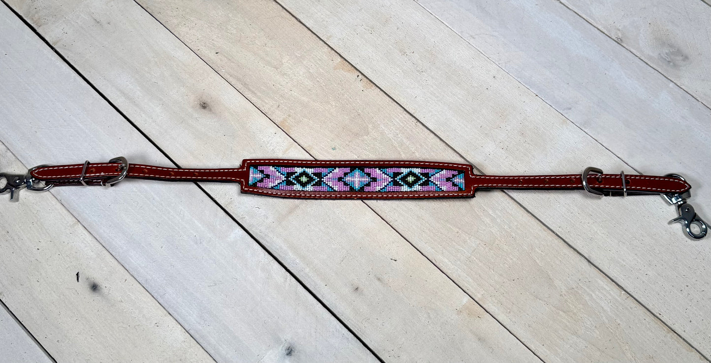 Pastel Lavender, Pink and Turquoise Beaded Wither Strap
