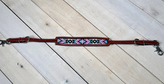 Pastel Lavender, Pink and Turquoise Beaded Wither Strap