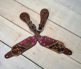 Daisy Buckstitch Rough Out Pink Spur Straps