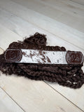 Floral Tooled Hair On Hide Mule Tape Halter