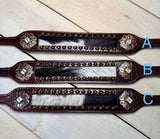 Cowhide Dark Leather Crystal Concho Wither Strap