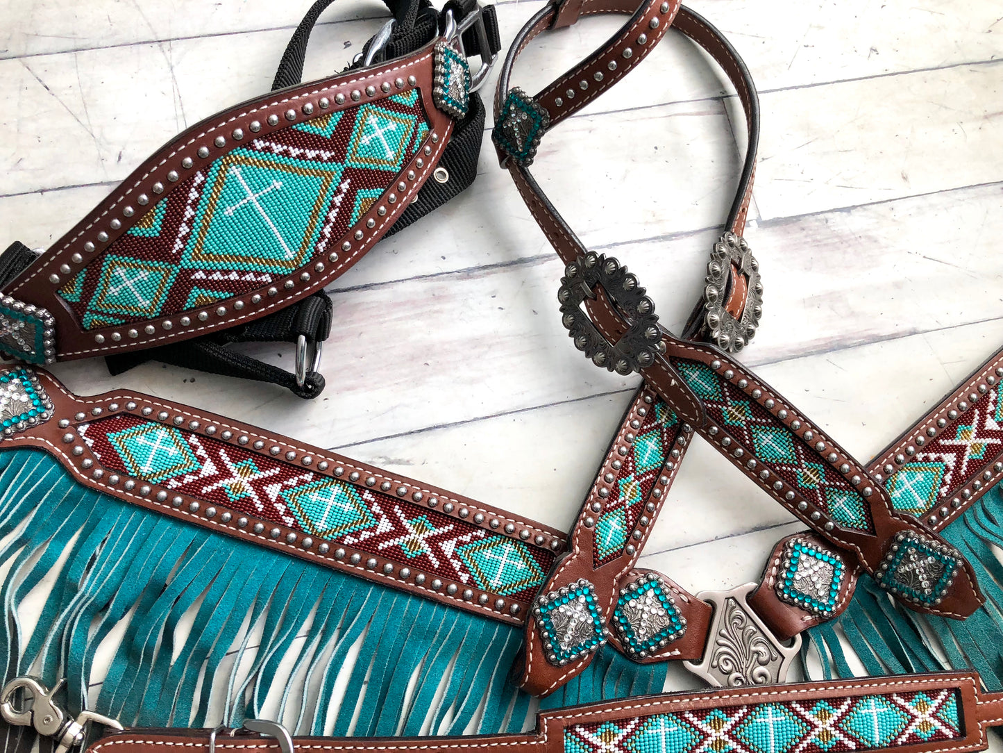 Teal Beaded Bronc Halter