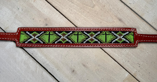Green Cross Beaded Wither Strap