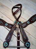 Gator Turquoise Copper Beads and Rhinestones Tack set