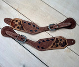 Daisy Buckstitch Rough Out Black Spur Straps