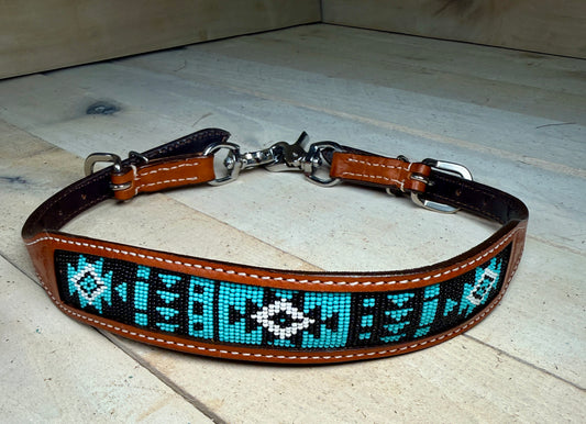 Turquoise and Black Beaded Wither Strap