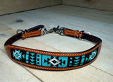 Turquoise and Black Beaded Wither Strap