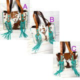 Cowgirl Brown Cowhide Turquoise Suede Fringe Tote