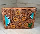 Southwest Sunflower Tooled Aztec Laptop Tote