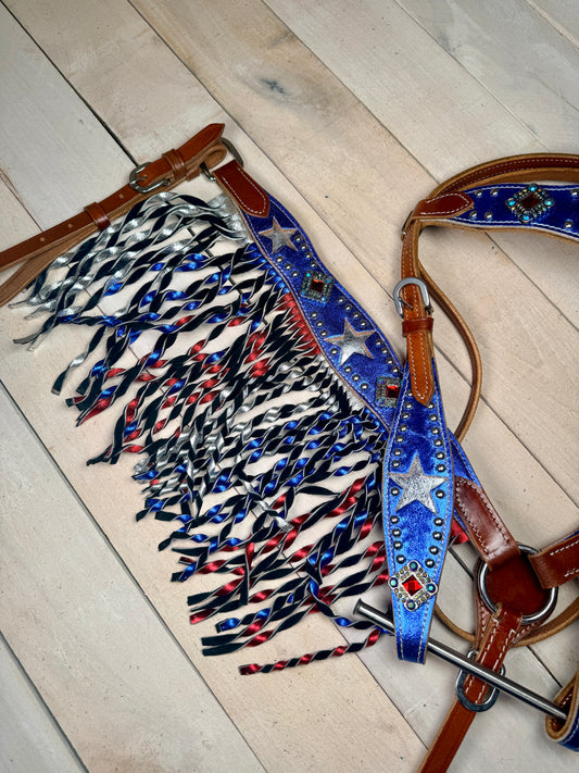 Red White and Blue Twisted Fringe Tack Set