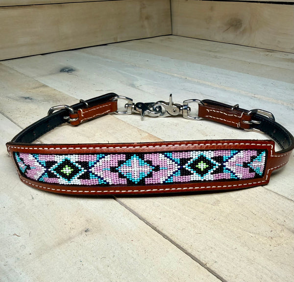 Pastel Lavender, Pink and Turquoise Beaded Wither Strap
