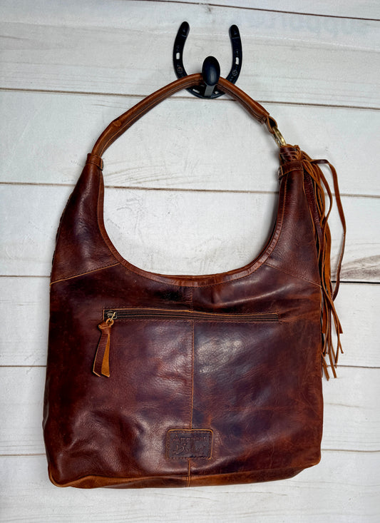 Basket Weave Leather with Turquoise Stone Hobo Bag