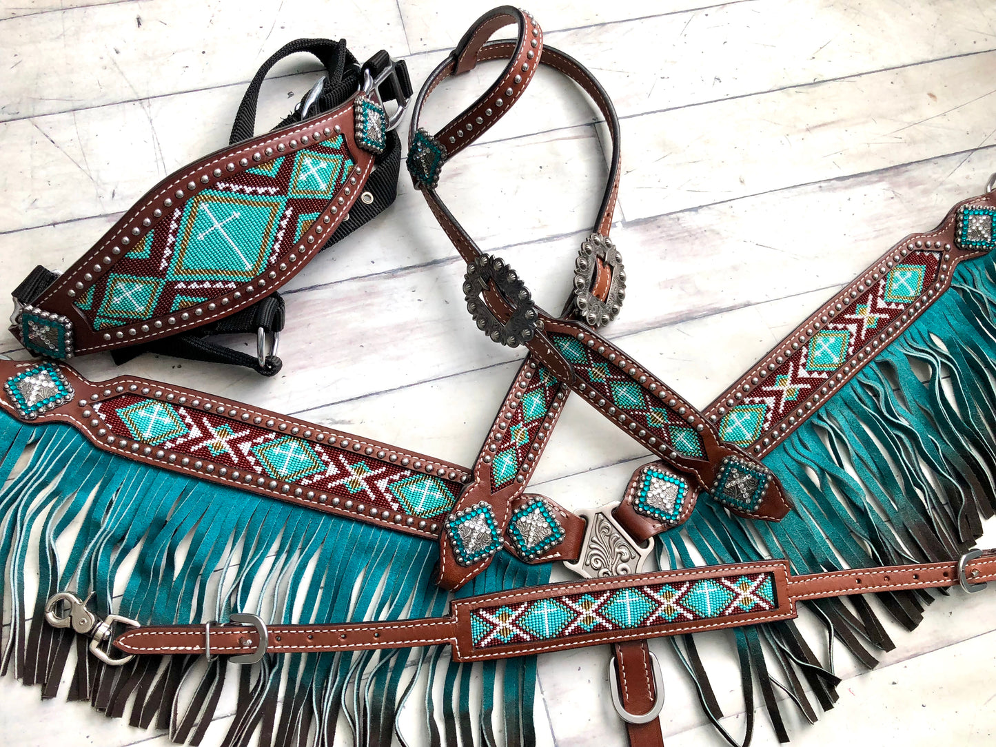 Teal Beaded Bronc Halter