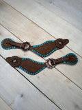Rough Out Suede Teal Whipstitch Spur Straps