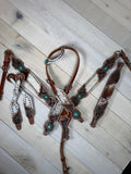 Turquoise Daisy Cowhide Spur Straps