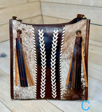 Whipstitch with Tassel Hide On Crossbody Handbag