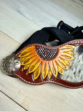 Painted Sunflower Cowhide  Concho Bronc Halter