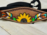 SALE!! - Painted Sunflower Cacti and Feather Leather Bronx Halter