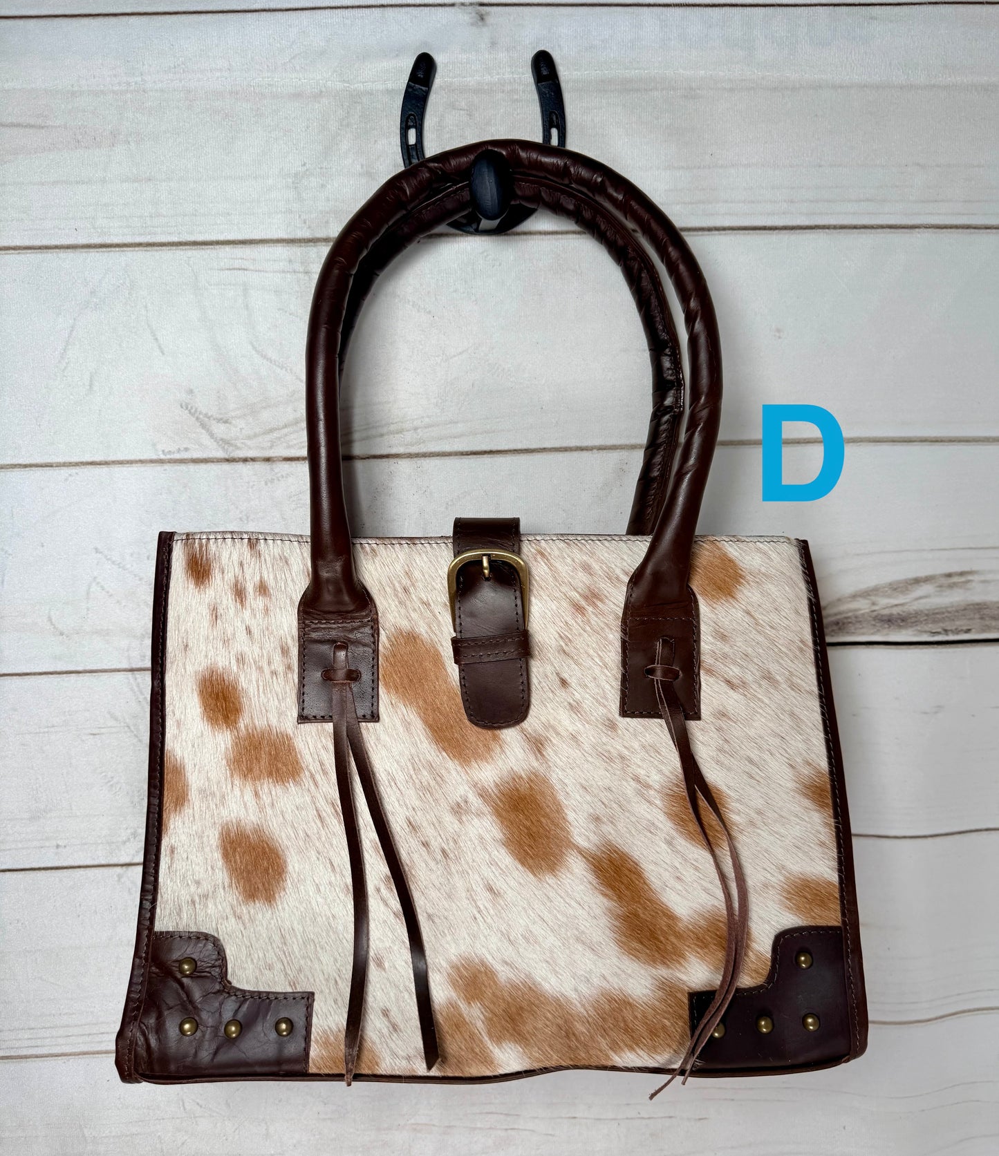 Hair-on Cowhide Leather Shoulder Handbag