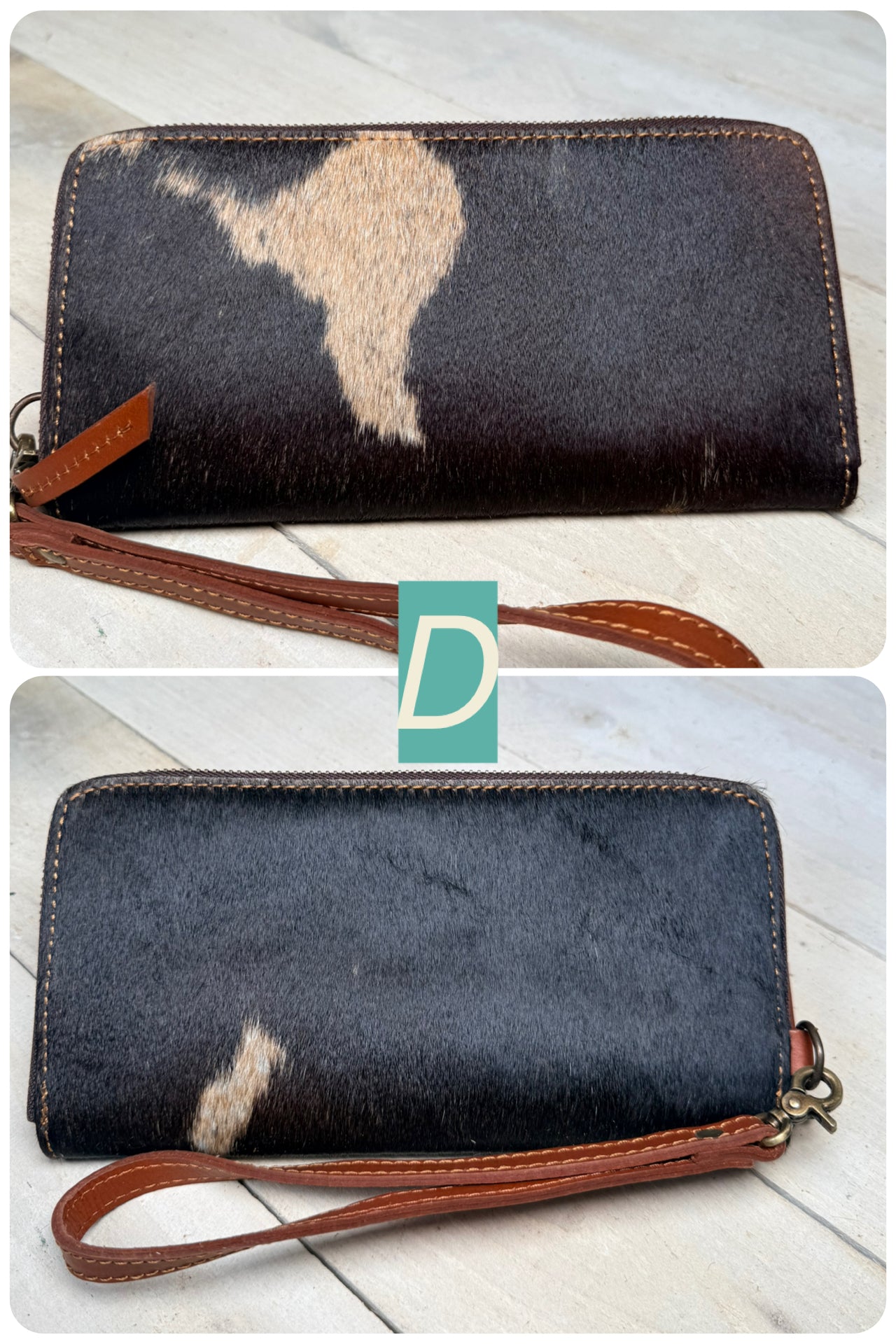 Brown Cowhide Leather Outer Wallet