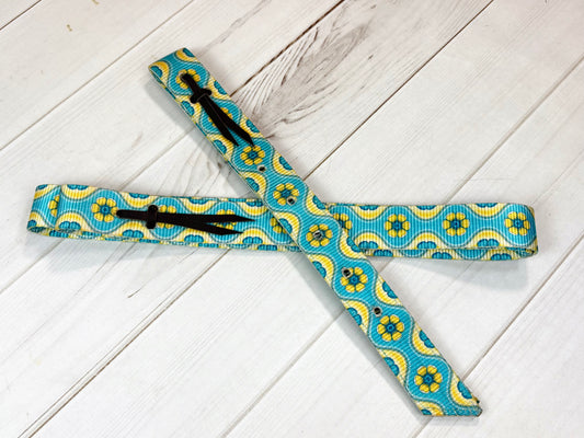 Blue Yellow Flower Cinch Strap Off Billet Set