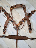 Daisy Buckstitch Rough Out Leather Floral Tooled Tack Set