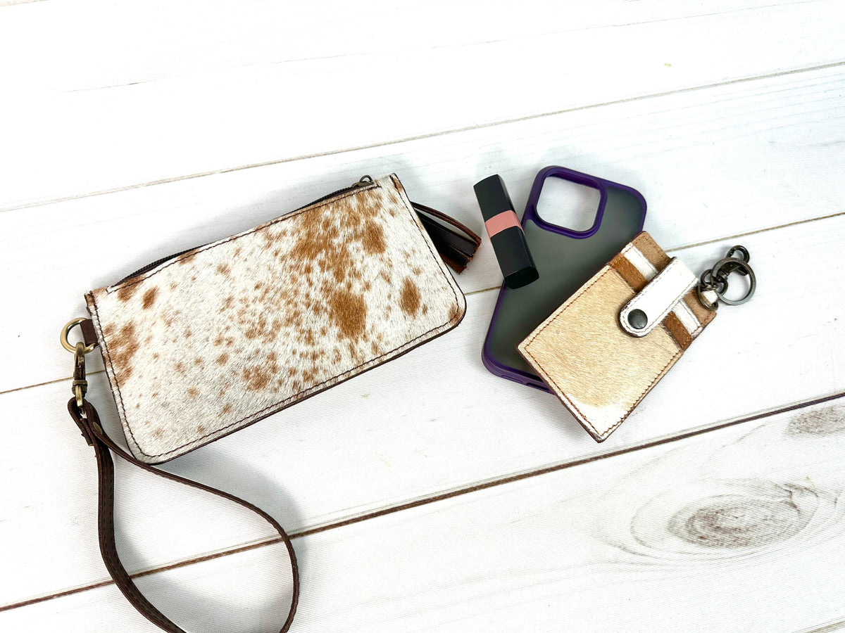 Cowhide Leather Wristlet Bag