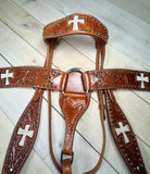Cross Cutout Floral Tooled Tack Set