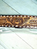 Clear Tooled Leather Buckstitch Fringe Bag