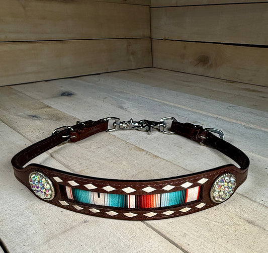 Dark Brown Leather Serape Inset Wither Strap
