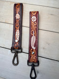 Feather Tooled Wristlet Leather Keychain