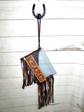 Clear Tooled Tooled Leather Fringe Wristlet