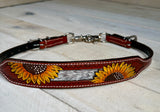 Painted Sunflower and Hide Wither Strap