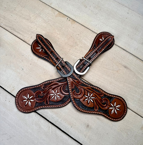Dark Oil Argentina Cowhide Spur Straps