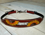 Painted Sunflower and Hide Wither Strap