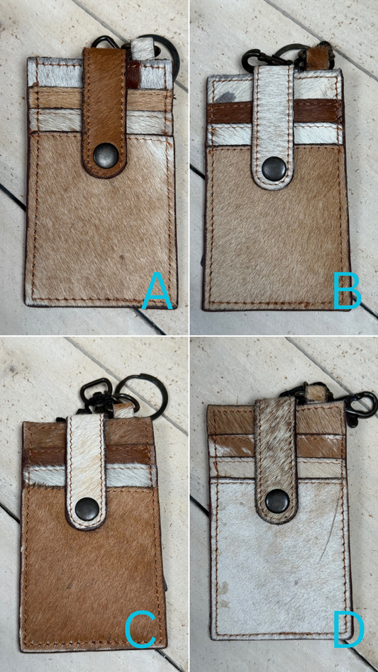 Brown Cowhide Keychain Card Holder