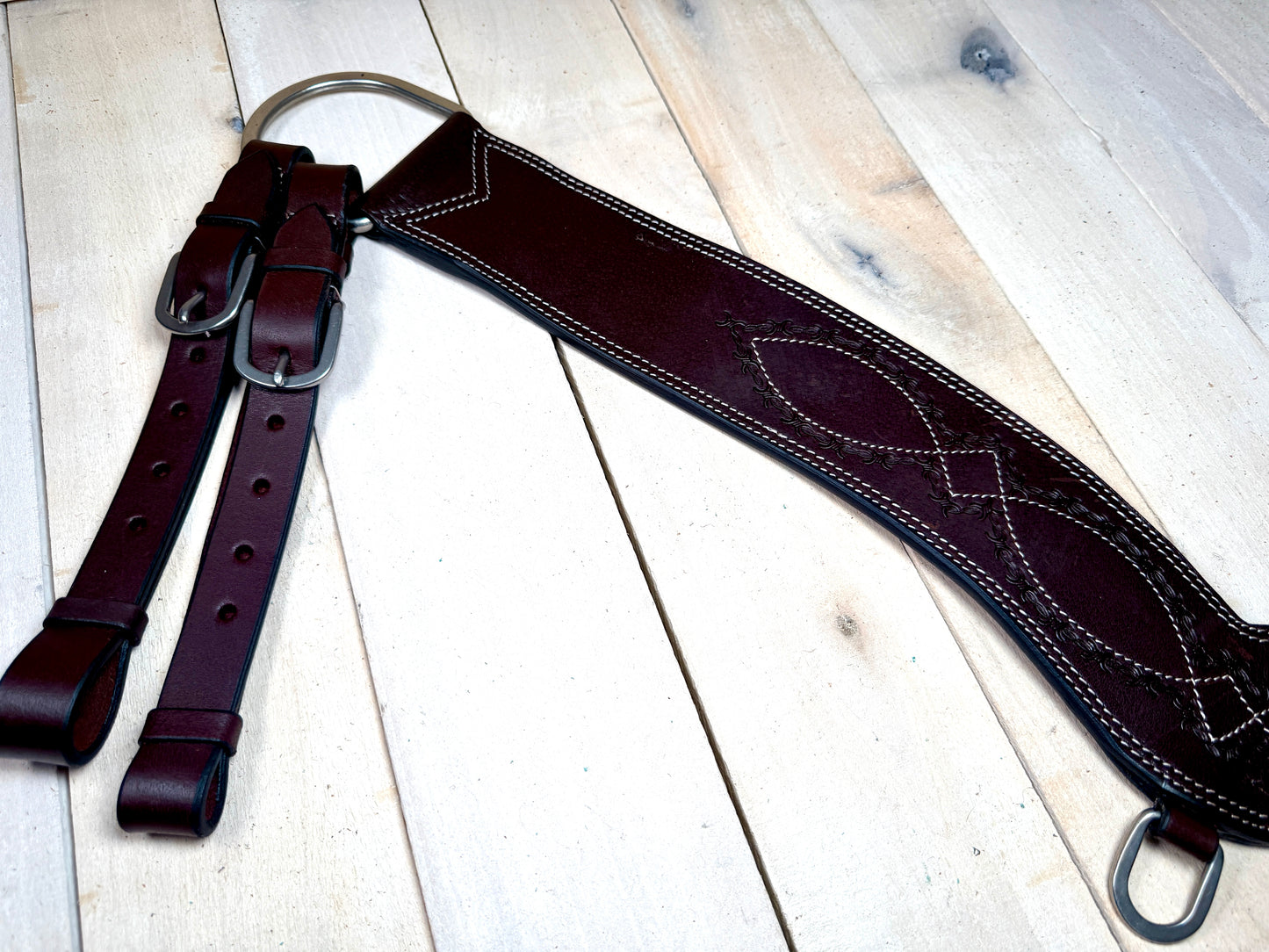 Dark Leather Barbwire Tooled Tripping Collar