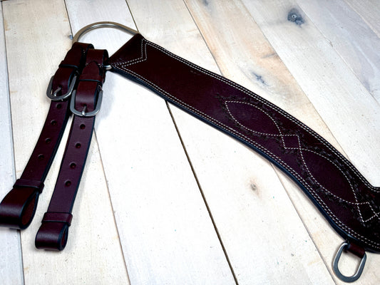 Dark Leather Barbwire Tooled Tripping Collar