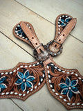 Turquoise Flower Copper Buckle Spur Strap