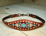 Navajo Teal and Brown Beaded Wither Strap