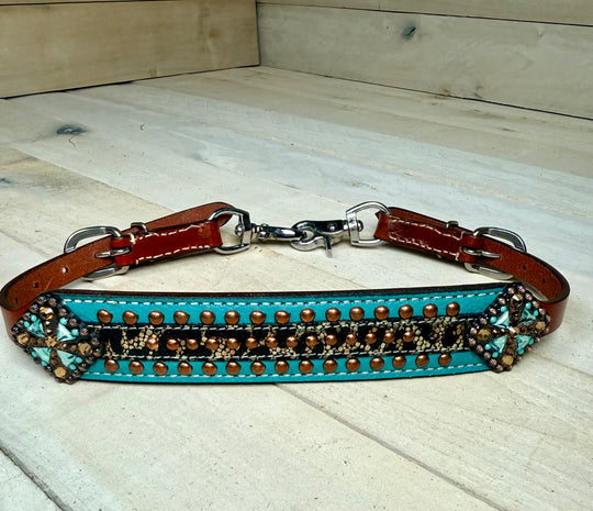 Teal Metallic Cheetah Wither Strap