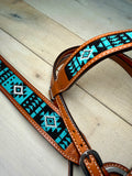 Turquoise and Black Beaded Tack Set