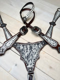 Black and White Hide Silver Studded Tack Set