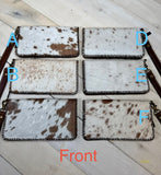 Brown Cowhide Whipstitch Leather Outer Wallet