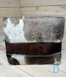 Hide and Leather Crossbody Envelope Handbag