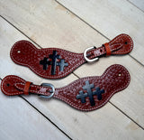 Cross Basketweave Brown Spur Straps