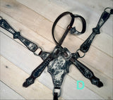 Black and White Hide Silver Studded Tack Set