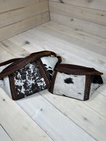 Cowhide Leather Braided Crossbody/Waist Bag