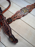 Cheetah Print Crystal Concho Tack Set