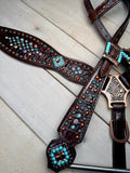 Gator Turquoise Copper Beads and Rhinestones Tack set